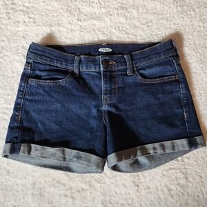 Old‎ Navy Womens Dark Wash Cuffed Denim Shorts Stretch Size 4